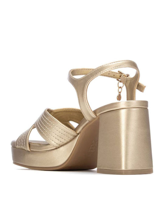 Xti Women's Gold Sandals Barrette Symmetrical Cut On The Strap