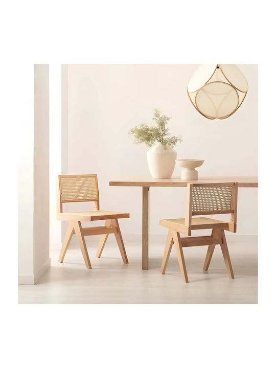 Dining & Kitchen Chairs Wooden Beige 2 Pieces 44x51x78cm