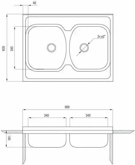 Deante Chiuvetă Bucătărie Drop-In Inox cu Robinet M60xL80cm Gri