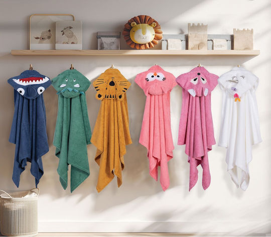 Nef-Nef Homeware Βρεφική Κάπα-Μπουρνούζι με Κουκούλα Dino Green 70x120εκ.