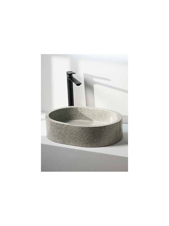 Tema Επικαθήμενος Νιπτήρας Πέτρινος 60x40cm Grey