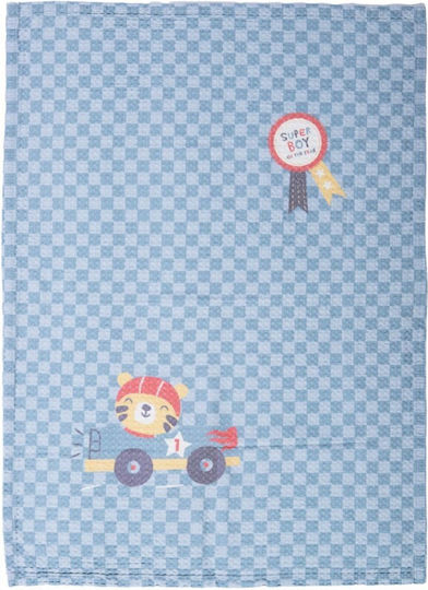 Nef-Nef Homeware Κουβέρτα Αγκαλιάς & Λίκνου Super Boy Πικέ Μπλε 80x110εκ.