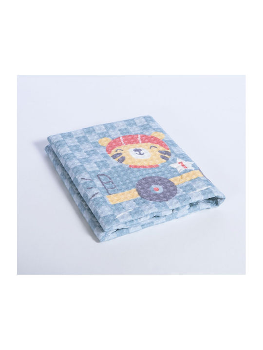 Nef-Nef Homeware Nursery Swaddling Blanket Super Boy Waffle Blue 80x110cm