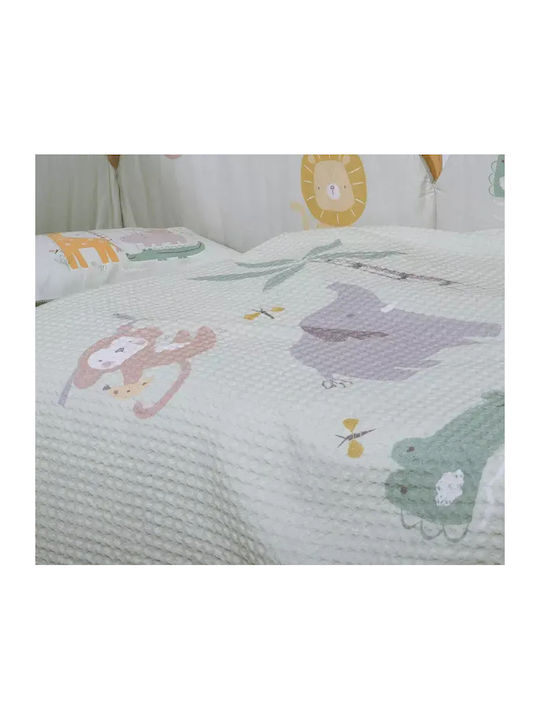 Nef-Nef Homeware Cot Blanket Savana Waffle Green 110x150cm