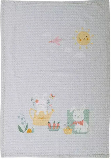 Nef-Nef Homeware Κουβέρτα Αγκαλιάς & Λίκνου Pic Nic Together Πικέ Τιρκουάζ 80x110εκ.