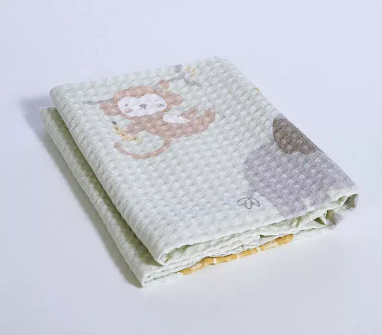 Nef-Nef Homeware Nursery Swaddling Blanket Savana Waffle Green 80x110cm
