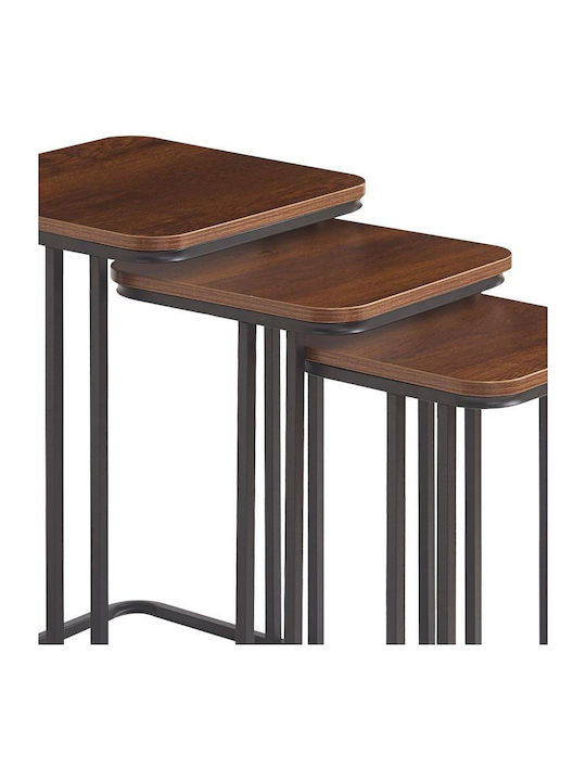 Rectangular Zigon Set Fl3603 Wooden Brown 3 Pieces M30xW30xH50cm