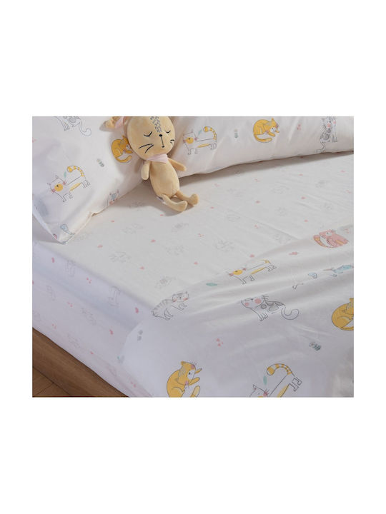 Nef-Nef Homeware Σετ Μονά Cat Life Ecru 170x260cm