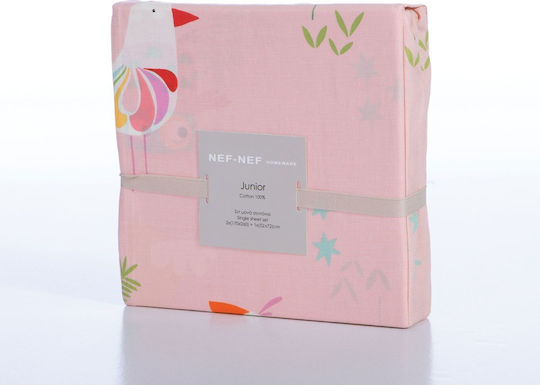 Nef-Nef Homeware Single Cotton Sheet Set Birds Mania Pink 170x260cm 3pcs