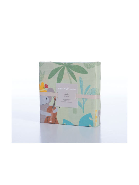 Nef-Nef Homeware Set Kinderbettlaken Baumwollgrün Jungle 170x260cm 3 Stück