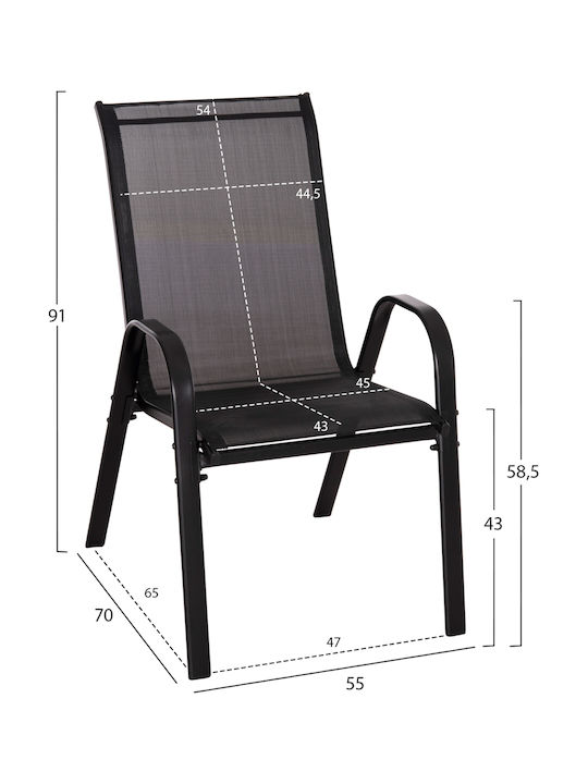 Gartenstühle Metallisch Leon Schwarze 4 Stück 55x70x91cm