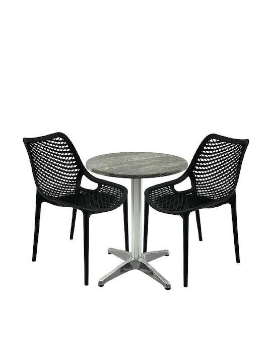Set Sala De Mese Pentru Spații Exterioare Mici Maple 3 Piese Negru