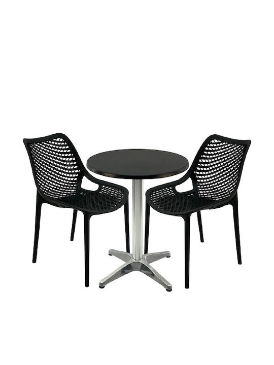 Set Sala De Mese Pentru Spații Exterioare Mici Maple 3 Piese Negru