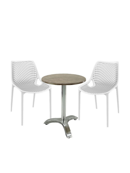 Set Sala De Mese Pentru Spații Exterioare Mici Maple 3 Piese Albe