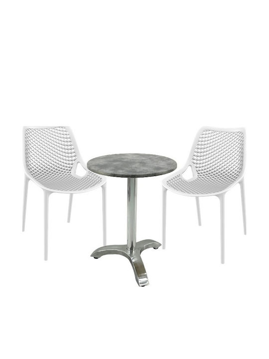 Set Sala De Mese Pentru Spații Exterioare Mici Maple 3 Piese Albe