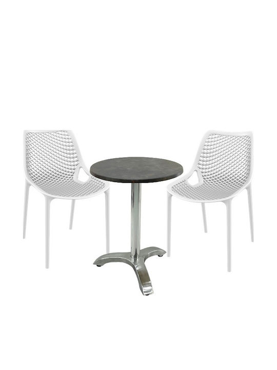 Set Sala De Mese Pentru Spații Exterioare Mici Maple 3 Piese Albe