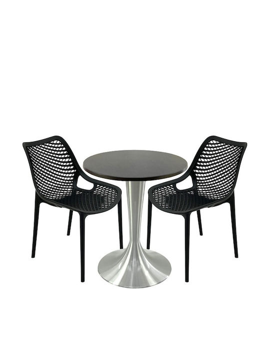 Set Sala De Mese Pentru Spații Exterioare Mici Maple 3 Piese Negru