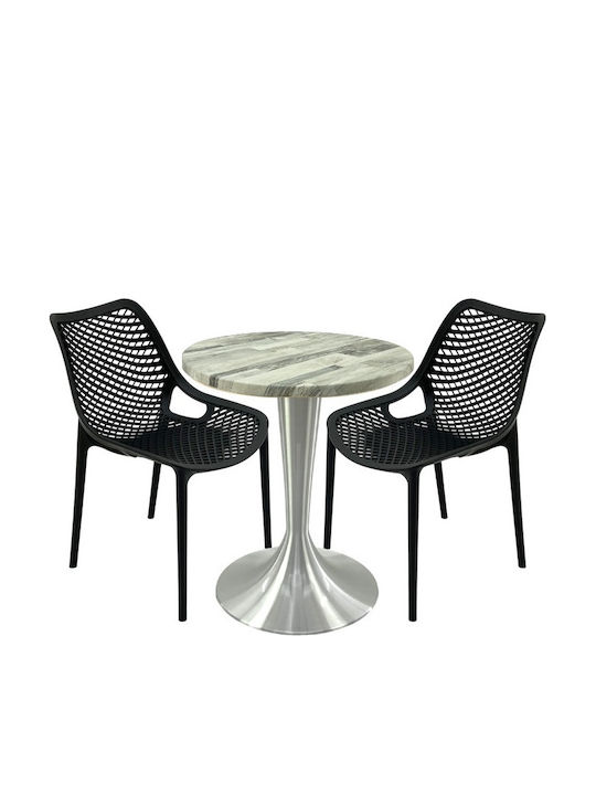 Set Sala De Mese Pentru Spații Exterioare Mici Maple 3 Piese Negru