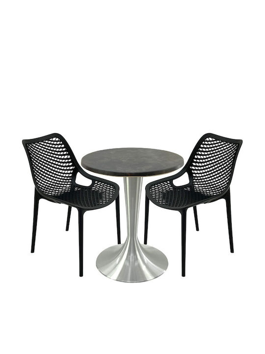 Set Sala De Mese Pentru Spații Exterioare Mici Maple 3 Piese Negru