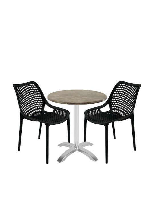 Set Sala De Mese Pentru Spații Exterioare Mici Maple 3 Piese Negru