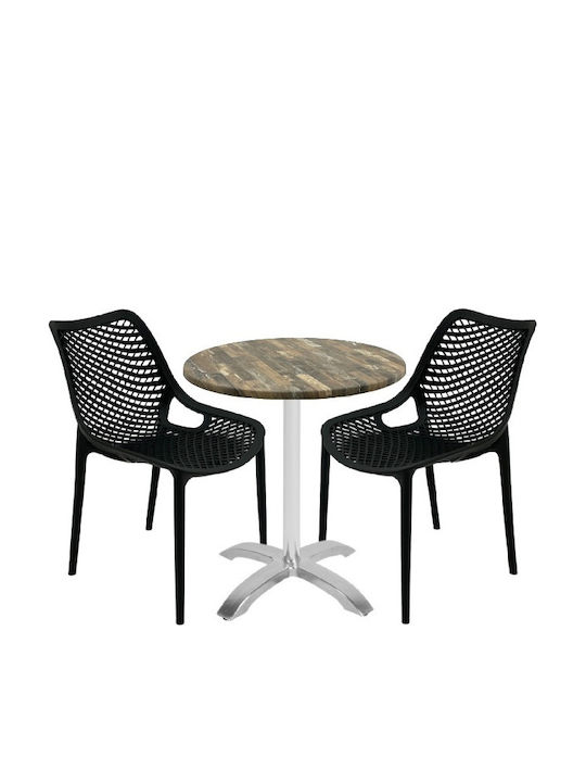 Set Sala De Mese Pentru Spații Exterioare Mici Maple 3 Piese Negru