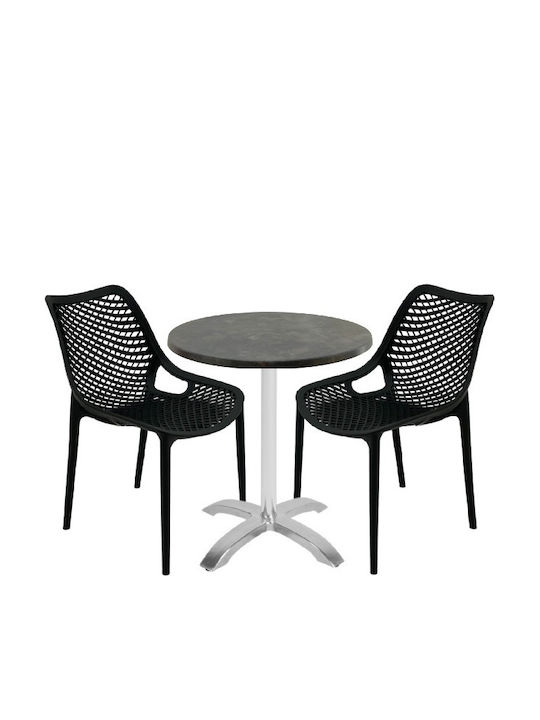 Set Sala De Mese Pentru Spații Exterioare Mici Maple 3 Piese Negru