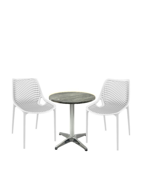 Set Sala De Mese Pentru Spații Exterioare Mici Maple 3 Piese Alb