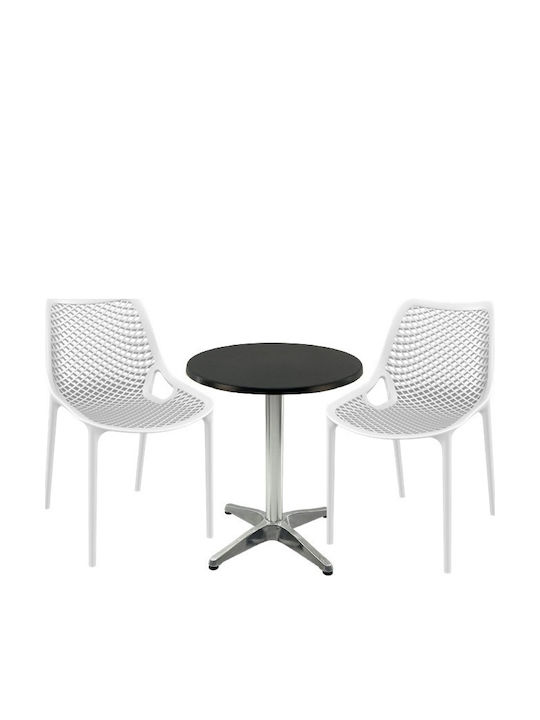 Set Sala De Mese Pentru Spații Exterioare Mici Maple 3 Piese Alb