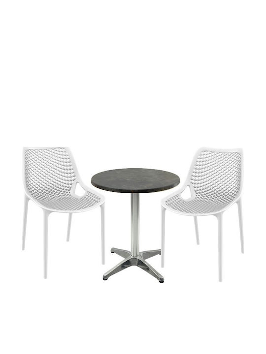 Set Sala De Mese Pentru Spații Exterioare Mici Maple 3 Piese Alb