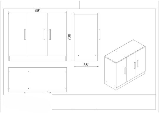 Set Colțar Birou 7 Bucăți - Nuc/Antersit 140x60x73.8cm