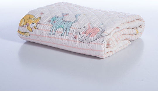 Nef-Nef Homeware Детско Кувертюра Единично Cat Life Екрю/Розово 180x240 см