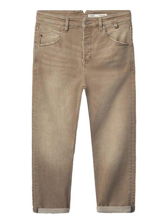 Alex Men's Jeans Pants with Regular Tapered Fit Beige