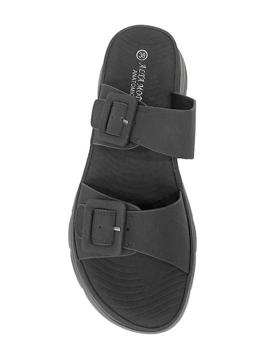 Anatomische Flatforms Damen Schwarz