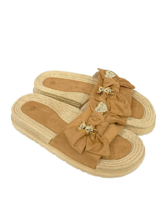 Damen Flache Sandalen Braun