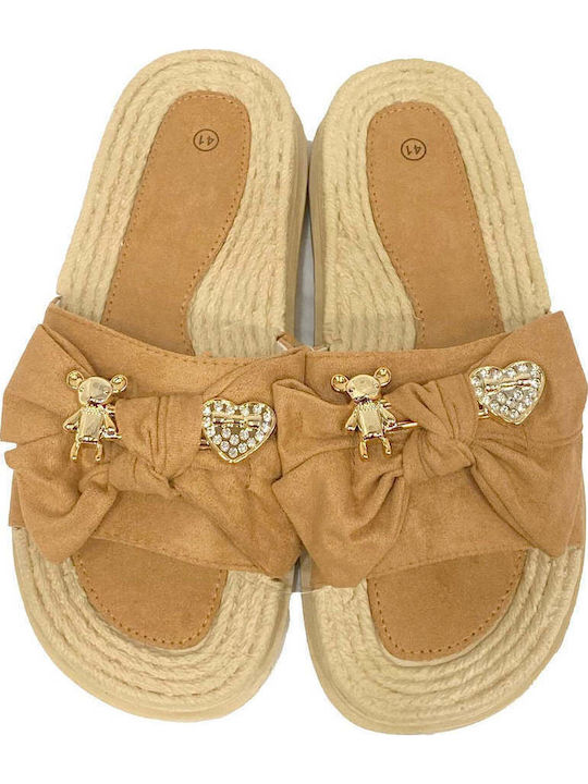 Damen Flache Sandalen Braun
