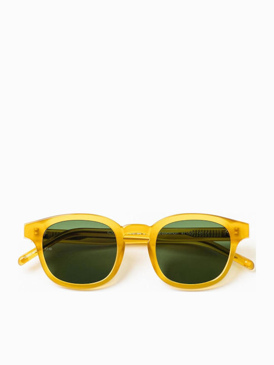 Common Sense Unisex Sunglasses with Yellow Plastic Frame and Green Lens CS005
