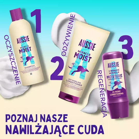 Aussie Miracle Moist Moisturizing Shampoo Dry Damaged Hair 1000 Ml
