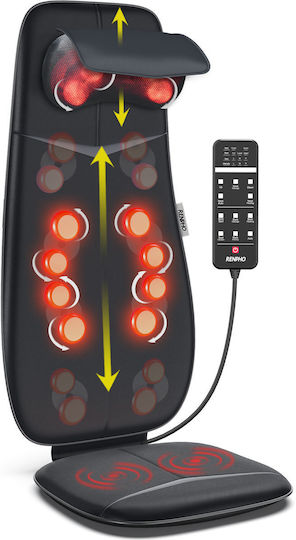 Renpho Shiatsu Massage Mat for Neck Head and Back with Vibration and Heating Function Black