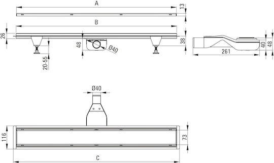 Linear Drain Deante Kos R08d 80 Cm