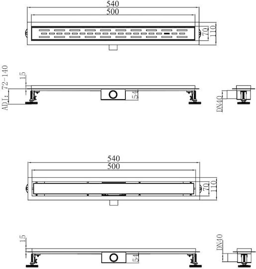 Granitan Entero 50 Cm Linear Drain Tile 1 Pc