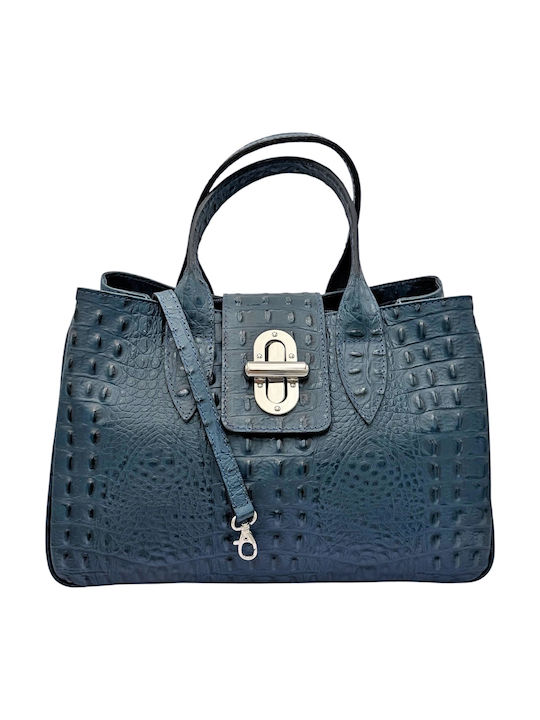 Leather Women's Shoulder Bag Blue
