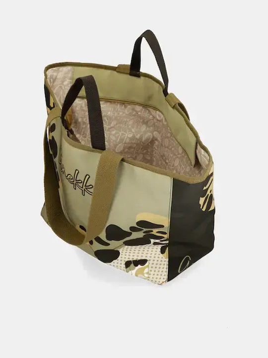 Set mit Damen-Schultertasche aus Rattan Braun