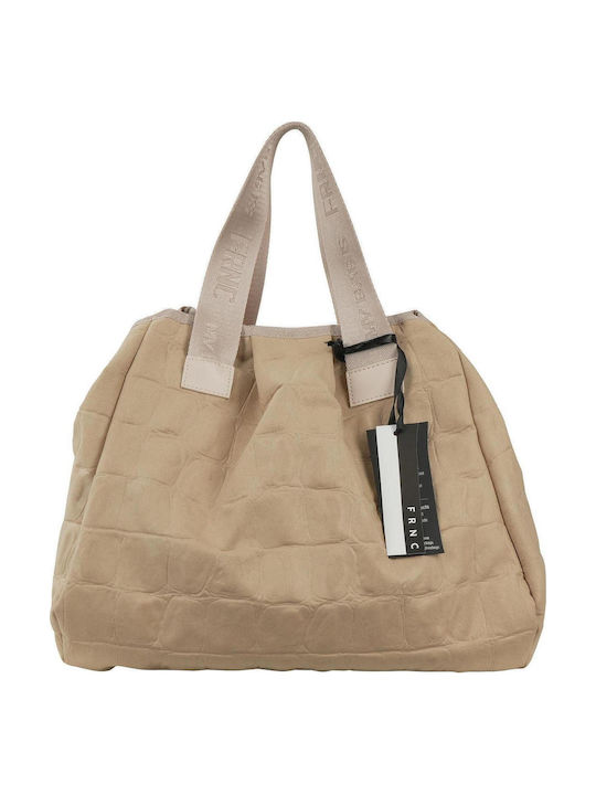 Stoff Damen Schultertasche Beiges