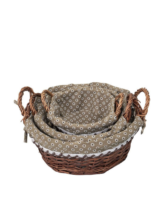 Set Coșuri Decorative Din Paie Cu Mâner Maro 3 Bucăți