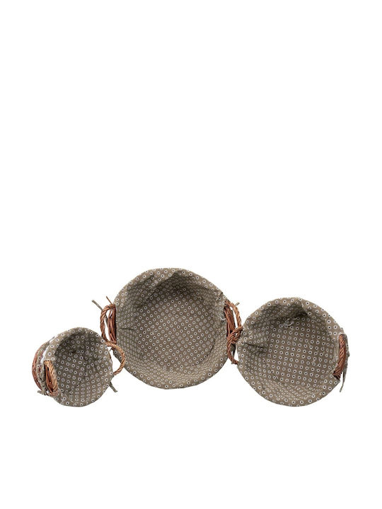 Set Coșuri Decorative Din Paie Cu Mâner Maro 3 Bucăți