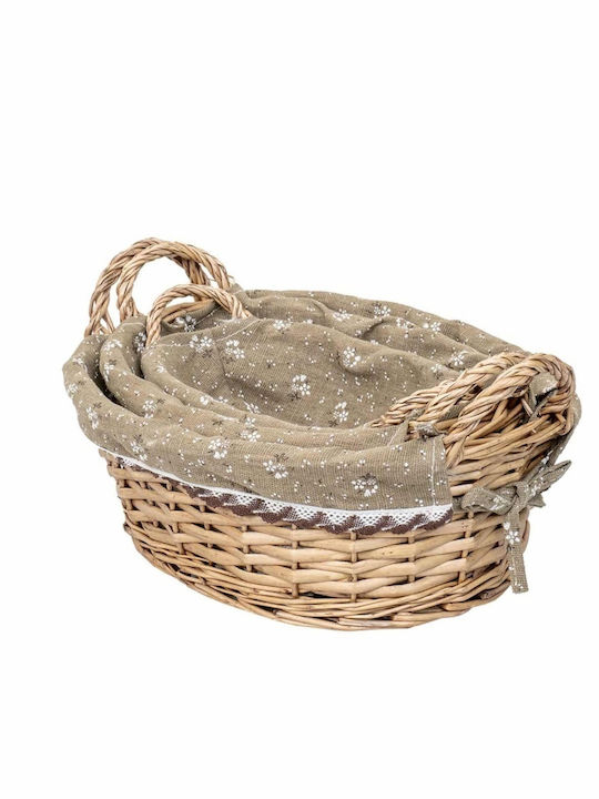 Set Coșuri Decorative Din Paie Cu Mânere Maro 3 Bucăți