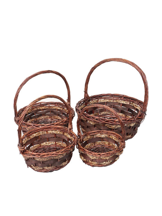 Set Coșuri Decorative Din Paie Maro 4 Bucăți