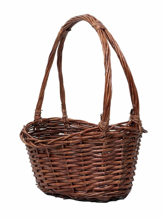 Set of Brown Wicker Decorative Baskets 3 Pieces