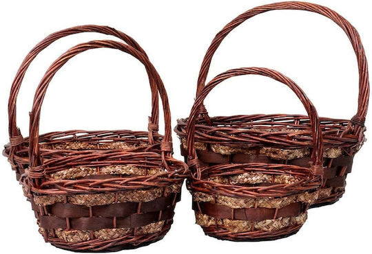 Set Coșuri Decorative Din Paie Maro 4 Bucăți