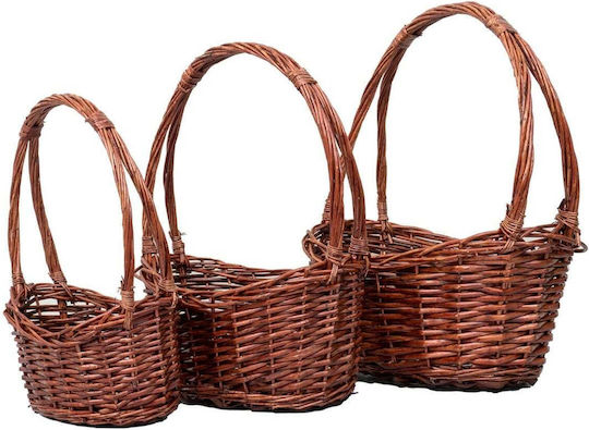 Set Coșuri Decorative Din Paie Maro 3 Bucăți